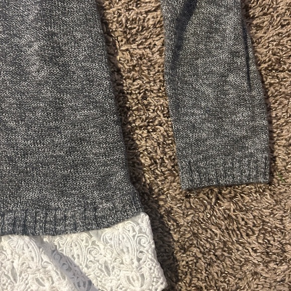 Apt. 9 Gray Sweater with White Lace Hem - Picture 5 of 5